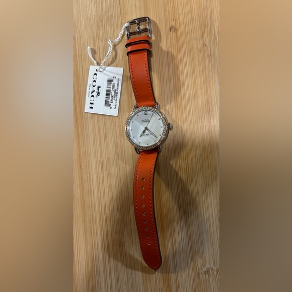 Coach Delancey Watch With 36mm White Face & Orange Leather Band - Picture 5 of 7